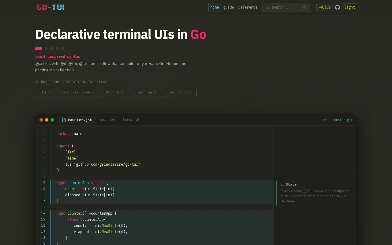 Go-TUI – a framework for building declarative terminal UIs in Go
