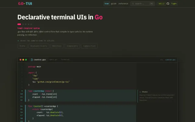 Go-TUI – a framework for building declarative terminal UIs in Go