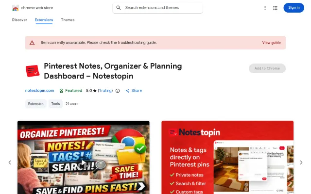 A Chrome extension that adds private notes to Pinterest pins