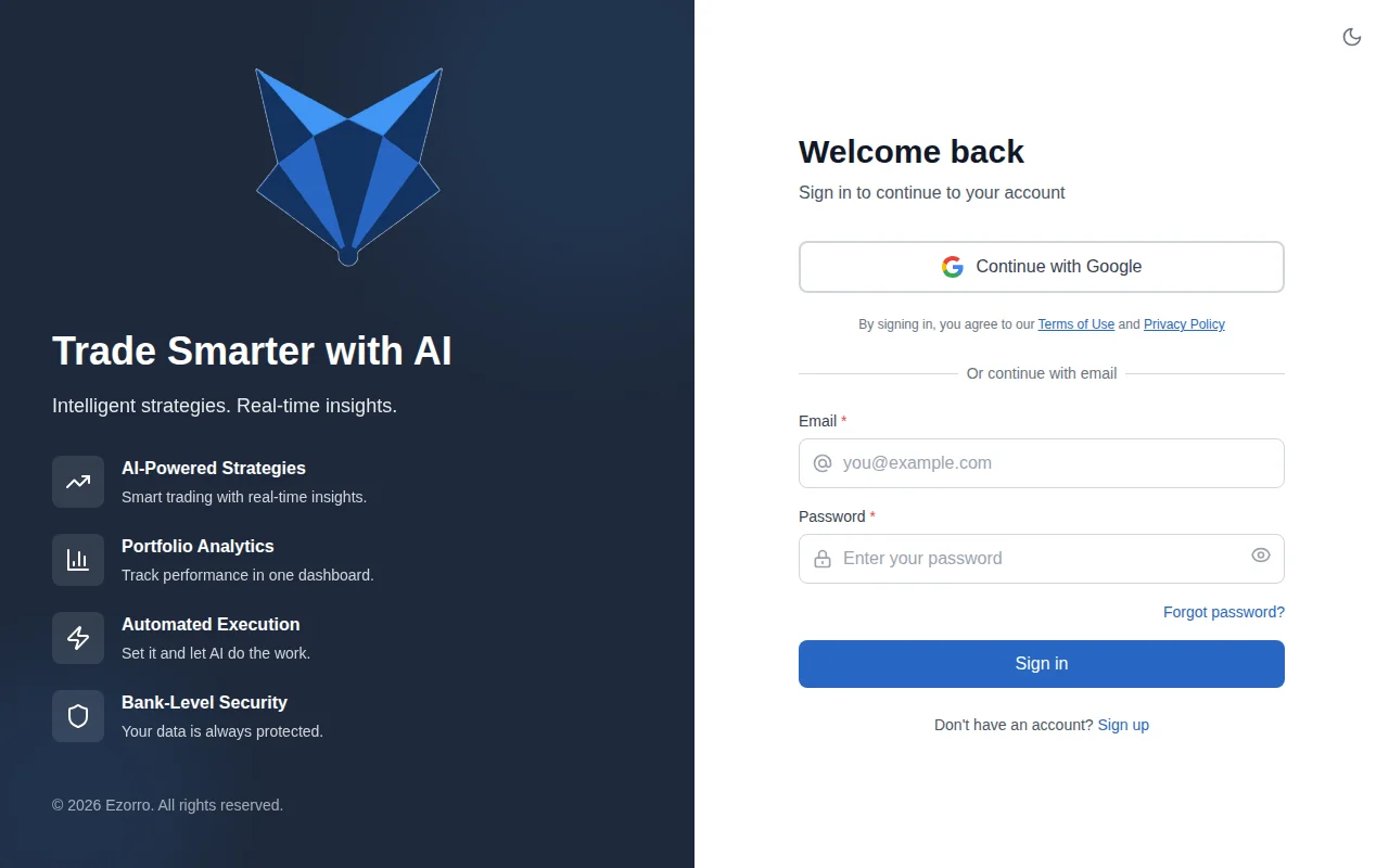 EZorro – Describe your trading strategy, and turn it into an algo