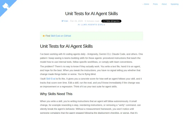 Skill Eval – A framework for testing the quality of AI agent skills