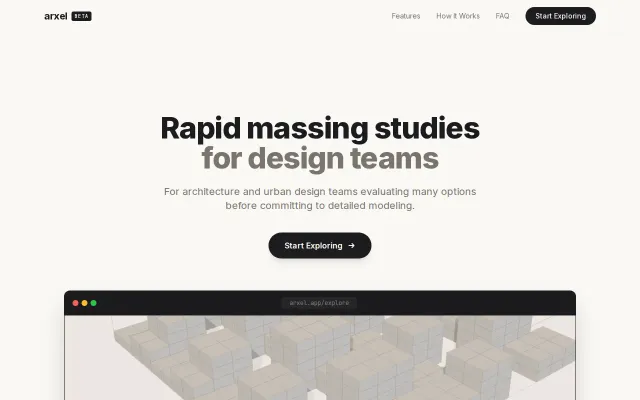 Arxel – Constraint-driven 3D building masses in the browser