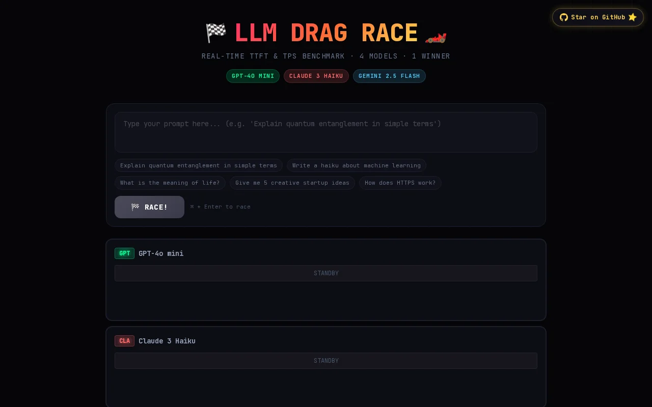 I built a live race between LLMs to see which generates tokens fastest
