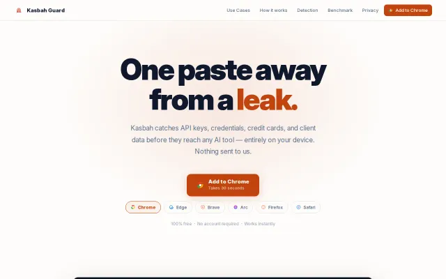 Kasbah Guard – Free browser extension that catches secrets on GenAI