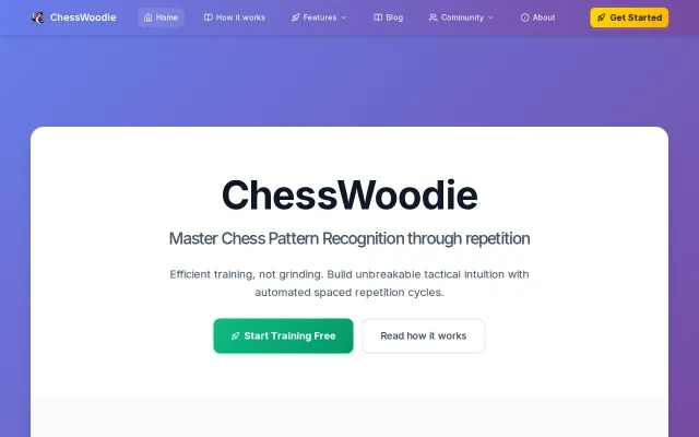 ChessWoodie – structured chess tactics training