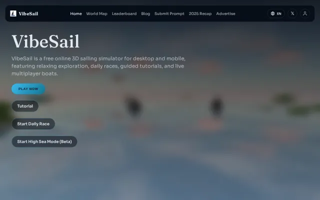 VibeSail – Free browser 3D sailing SIM, sail any real-world location