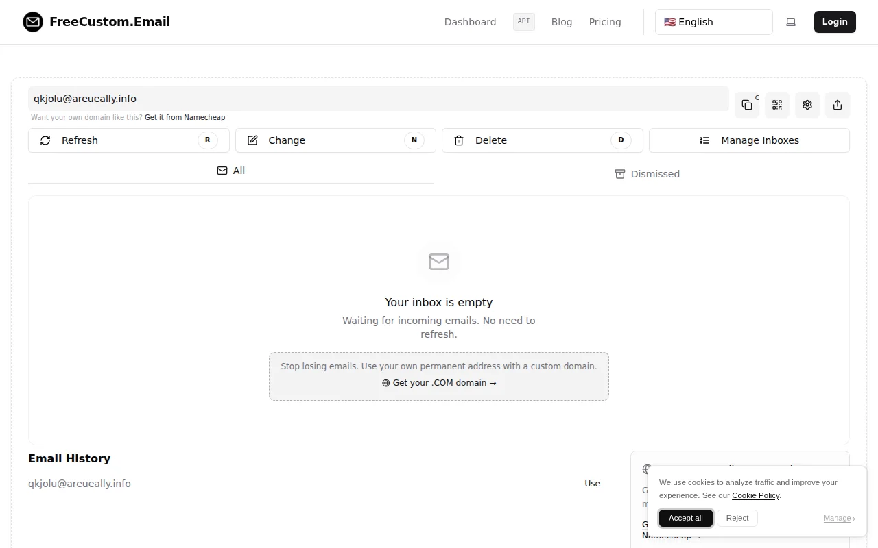 Free temp mail with automatic OTP and verification link extraction