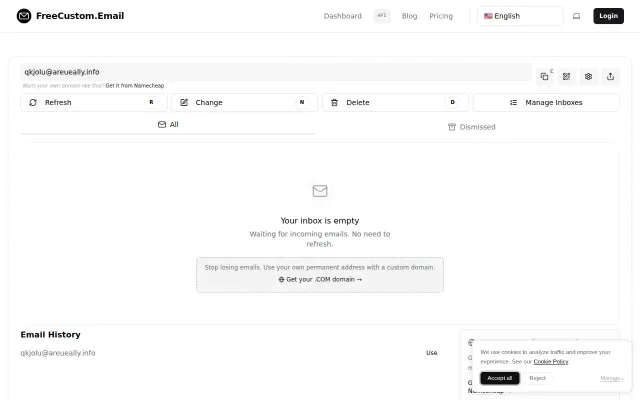 Free temp mail with automatic OTP and verification link extraction