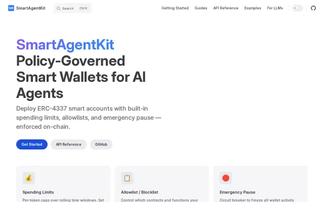 SmartAgentKit – policy-governed smart wallets for AI agents