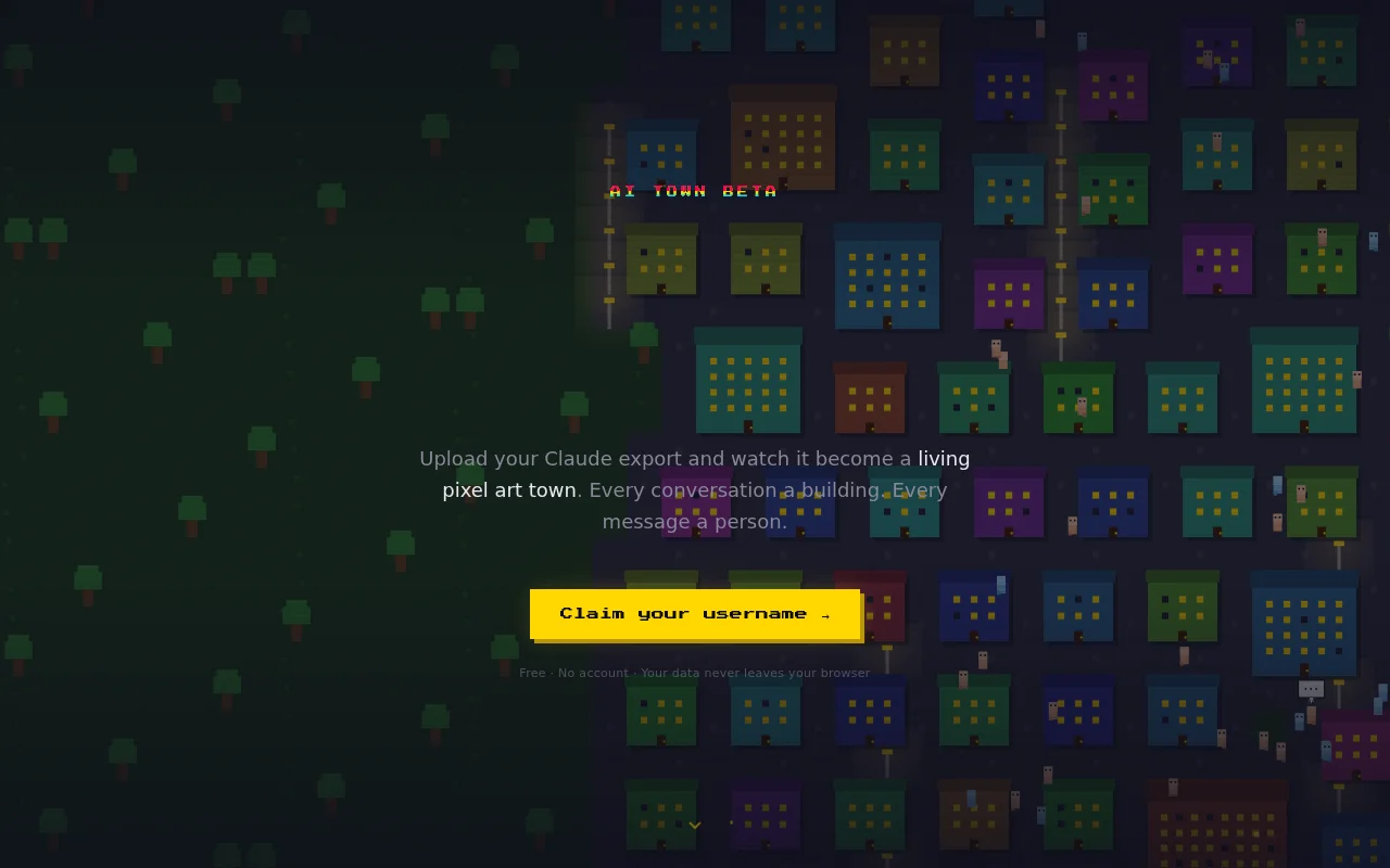AI Town – Your Claude conversation history as a living pixel city