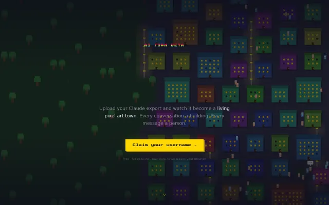 AI Town – Your Claude conversation history as a living pixel city