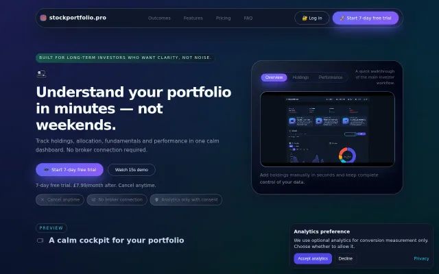 StockPortfolio.pro – portfolio tracker for long-term investors