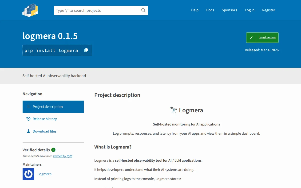 Logmera – Self-hosted LLM observability for AI apps