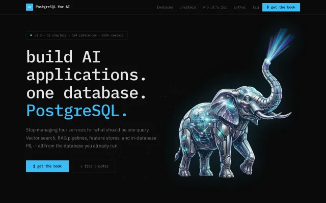 PostgreSQL for AI – A book on pgvector, RAG, and in-database ML