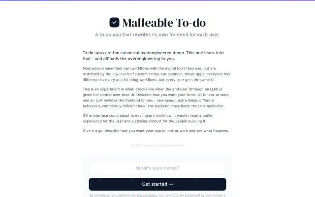 I made a to-do list app where users use LLMs to rewrite their front end