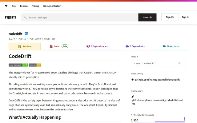 CodeDrift – static analysis for AI-generated code