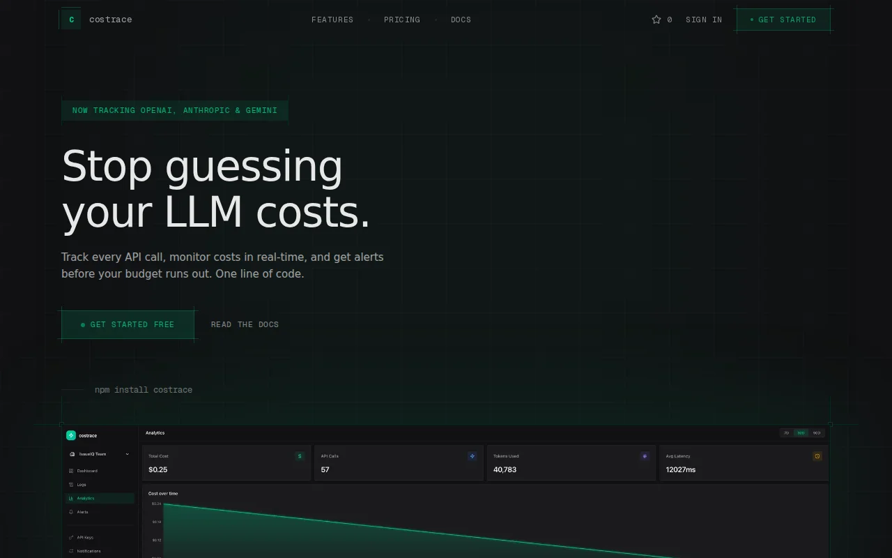Costrace – Open-source LLM cost and latency tracking across providers