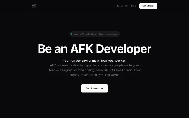 AFK – Remote desktop for agentic coding from your phone with voice