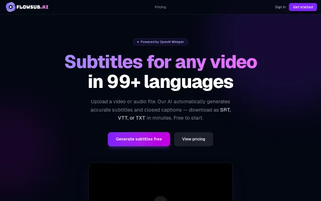 Flowsub.ai Subtitles for any video in 99 languages