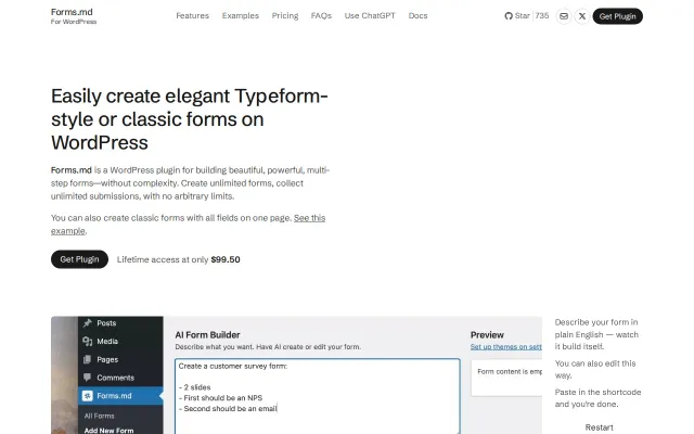 In 2026, I'm building a conversational WordPress form plugin