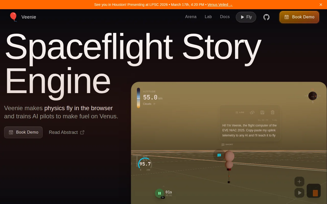 Venus flight simulator to train LLM pilots (~2% vs. 1985 Soviet data)