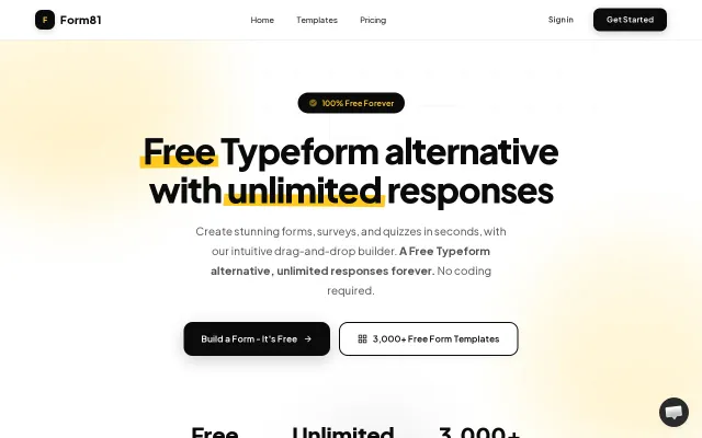 Form81 – 100% free form builder (free Typeform alternative)