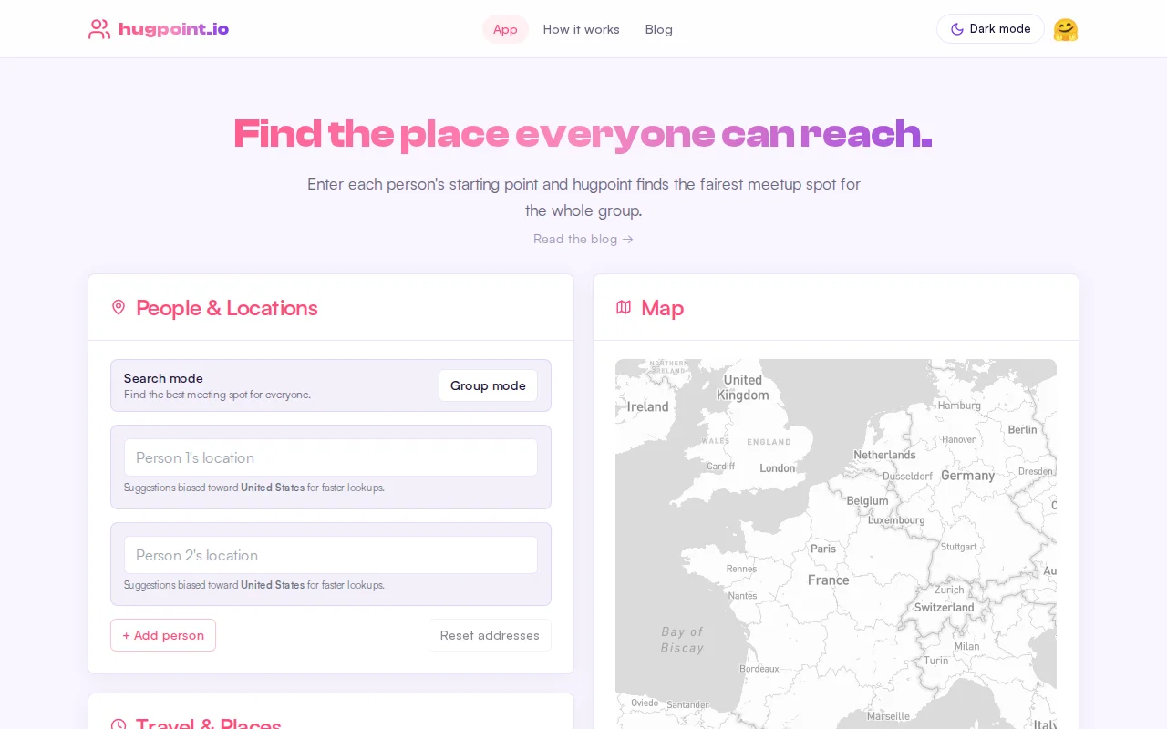 hugpoint.io – Find the fairest meeting spot for a group