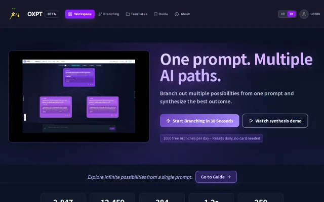 OXPT – Visual branching canvas for prompt versioning (Korean support)