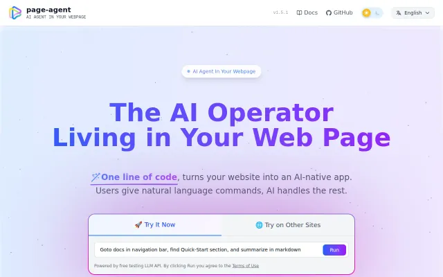 PageAgent, A GUI agent that lives inside your web app