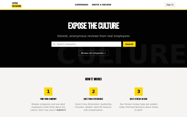 Expose The Culture – Anonymous company culture reviews