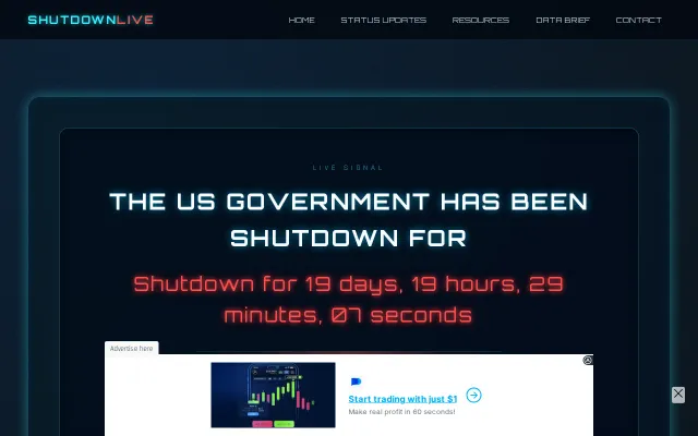 Shutdown.live – a live US Government shutdown counter