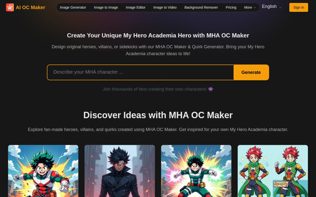 MHA OC Maker – Create My Hero Academia Original Characters with AI
