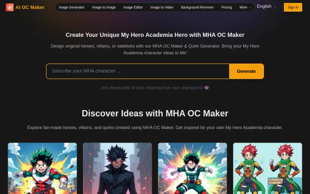 MHA OC Maker – Create My Hero Academia Original Characters with AI