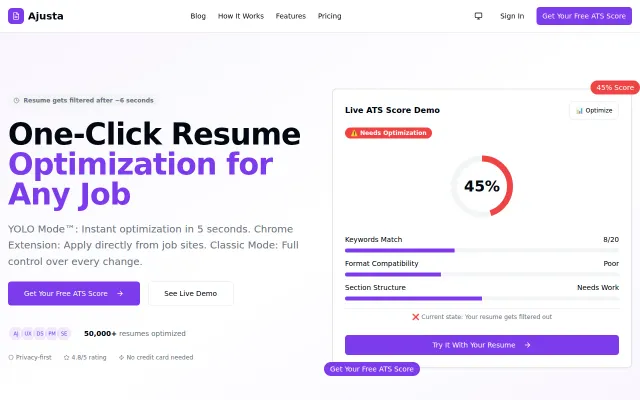 Chrome extension that tailors your resume to a job posting in one click