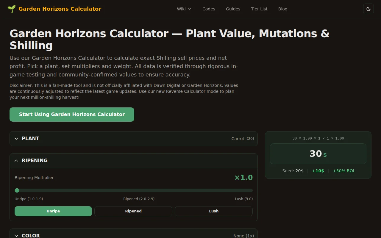 Garden Horizons Calculator – Built by a Beginner via "Vibe Coding"