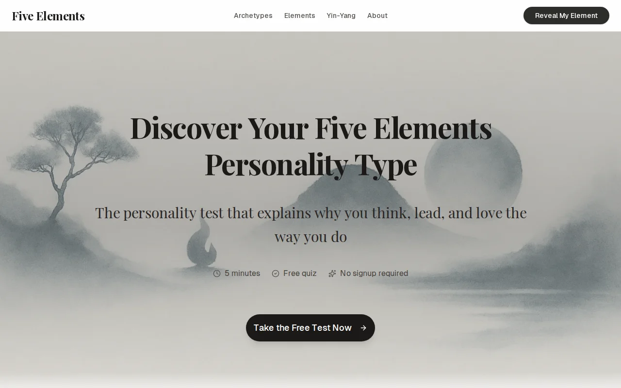 A free personality test based on five elements