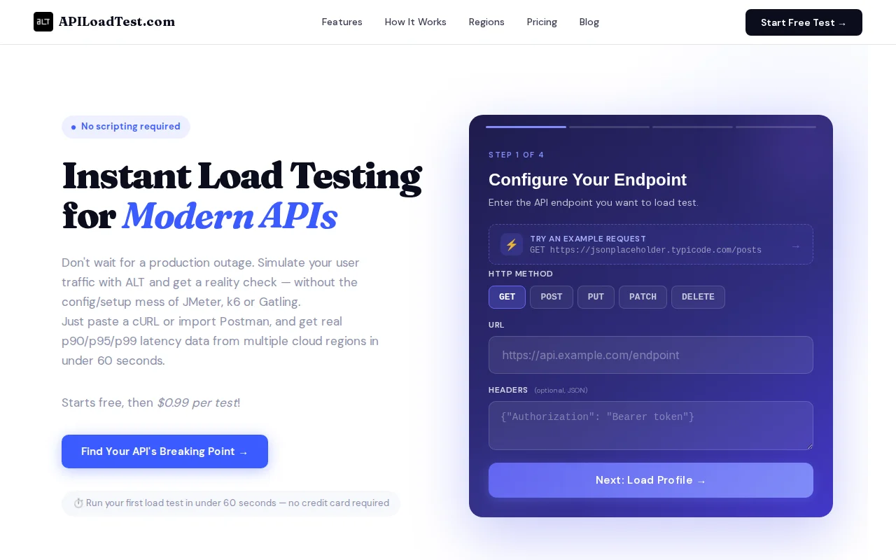 Alt – No-code API load testing tool