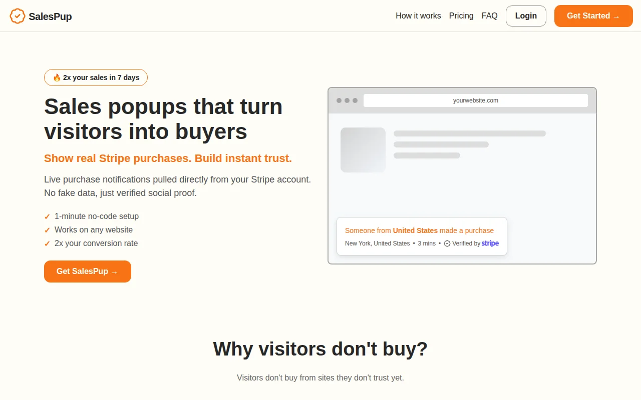 I made a recent sales notification popup