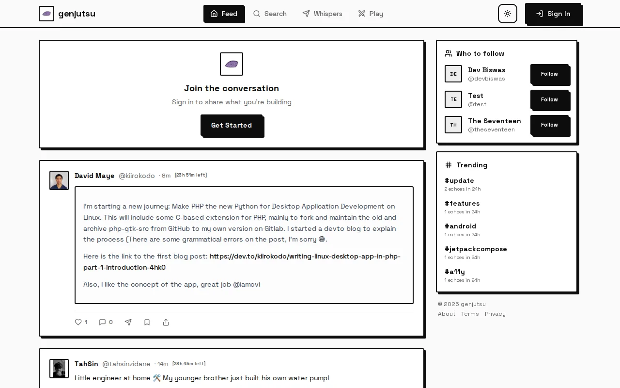 Genjutsu – Dev social network where posts vanish in 24h