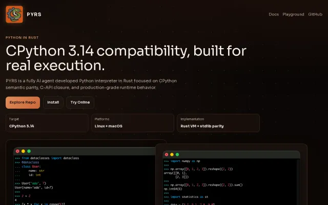 AI agent coded Python 3.14 interpreter in Rust