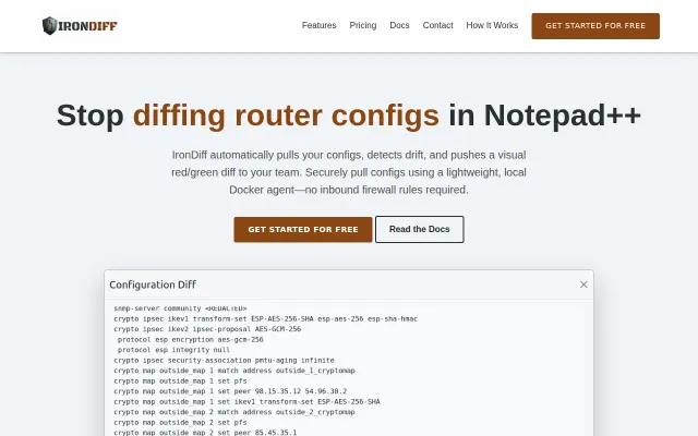 IronDiff – Network Config Backup and Analysis