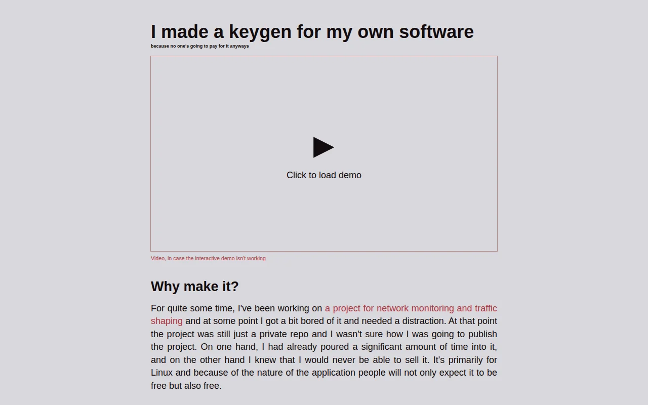 I made a keygen for my own software