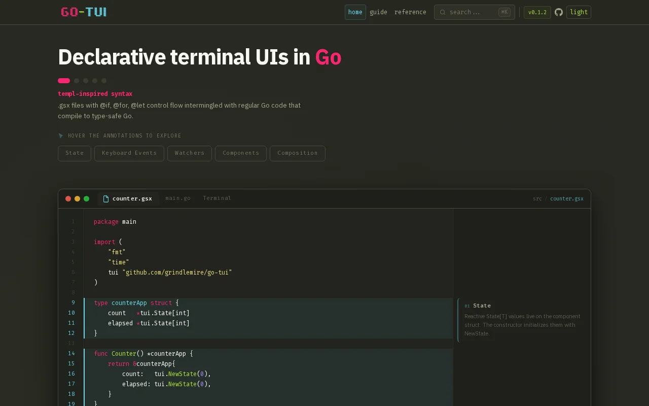 Go-TUI – A framework for building declarative terminal UIs in Go
