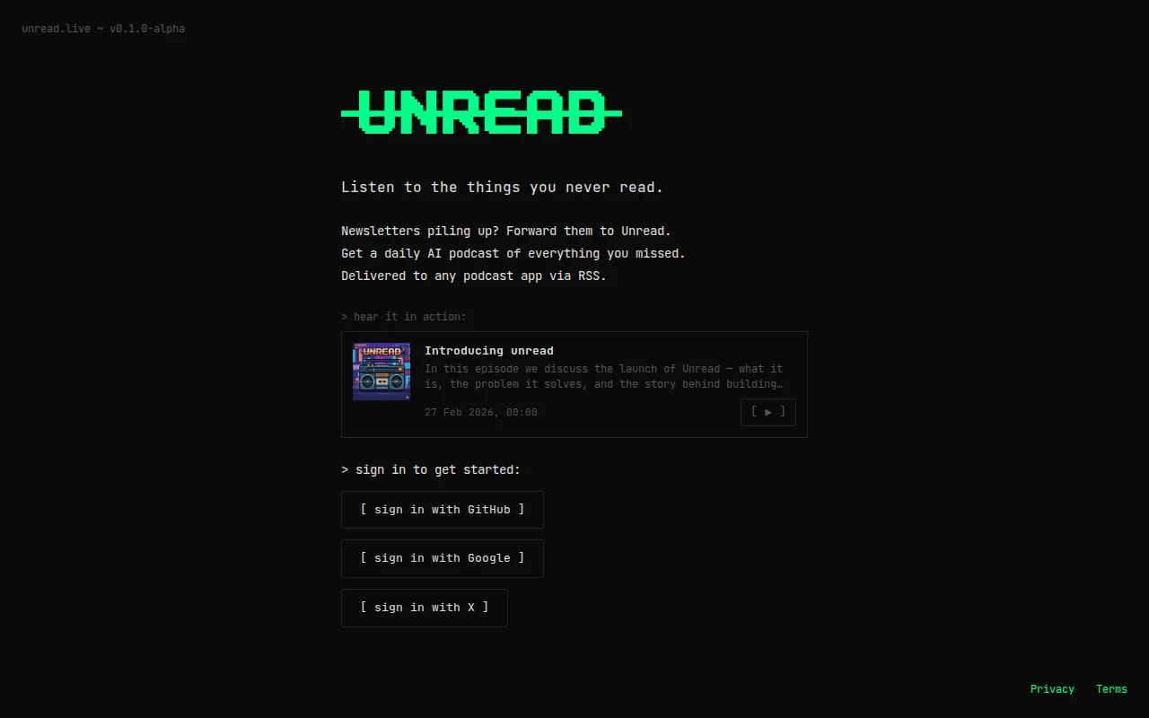 Unread, turns your unread newsletters into a daily podcast