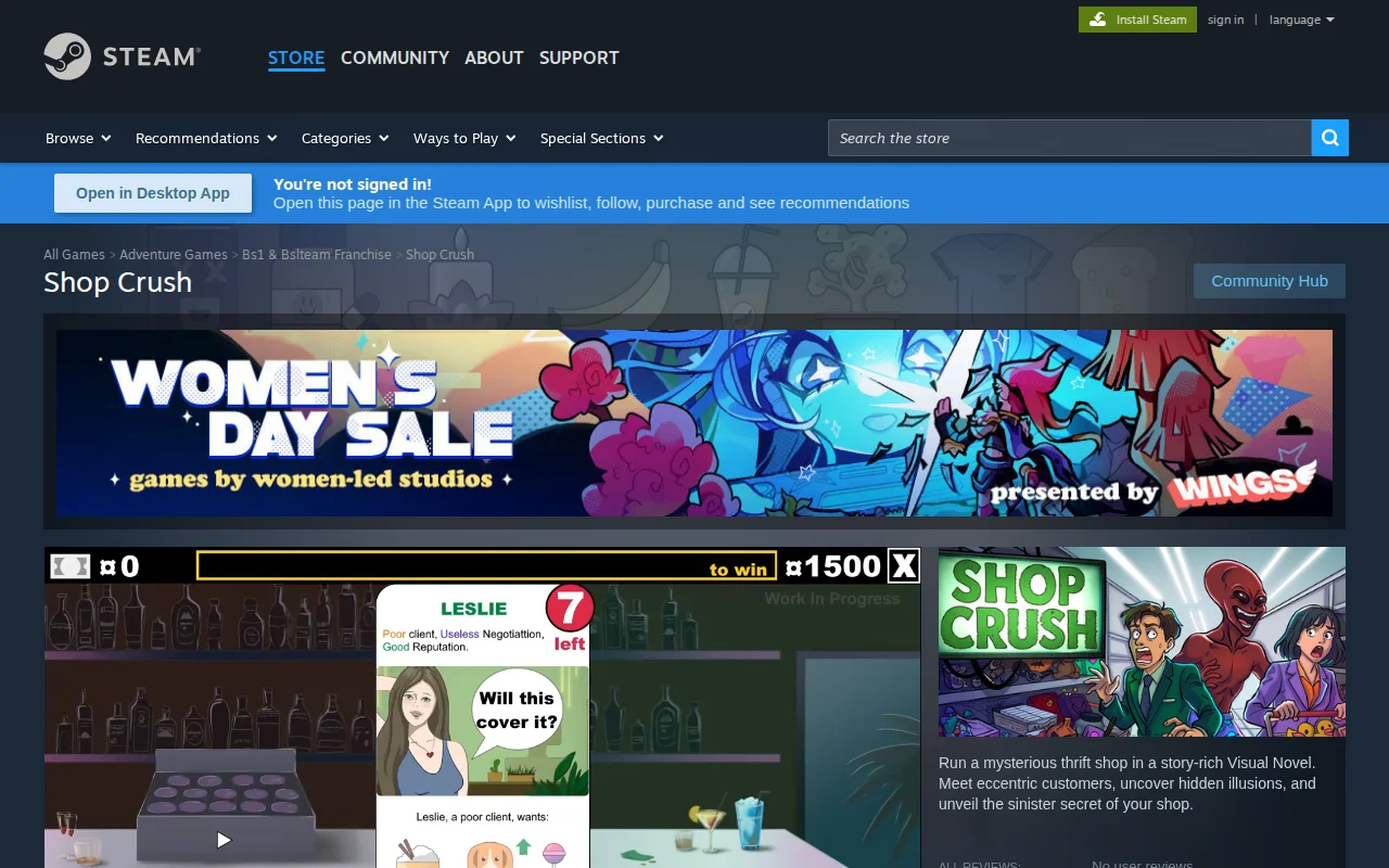 We're on Women's Day Sale. Sign Up to Playtest Shop Crush