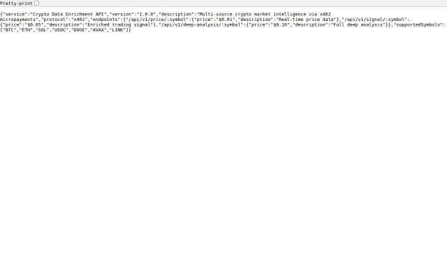 Crypto data API where AI agents pay per request with USDC (x402)