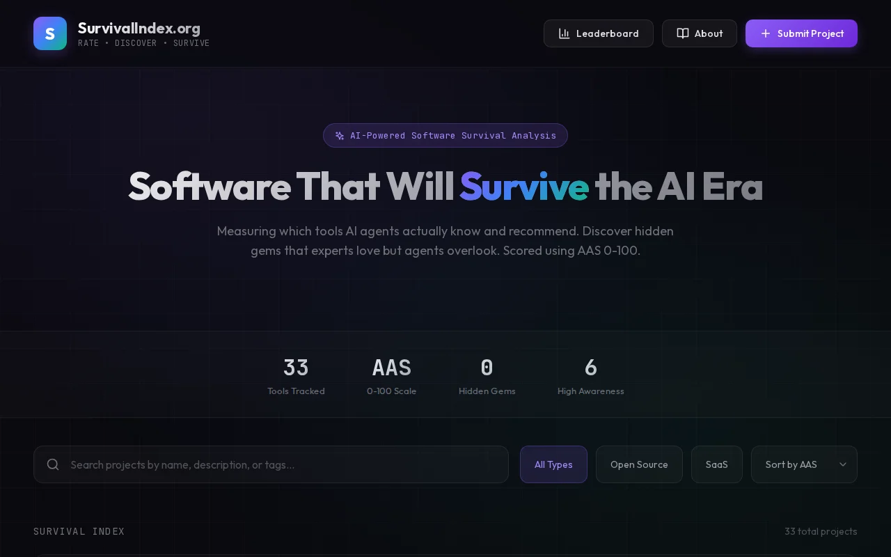 SurvivalIndex – which developer tools do AI agents choose?