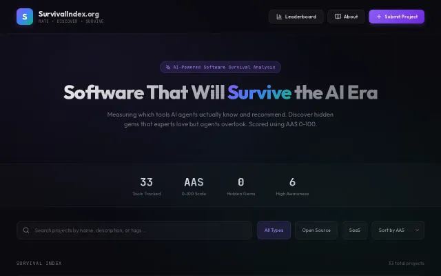 SurvivalIndex – which developer tools do AI agents choose?