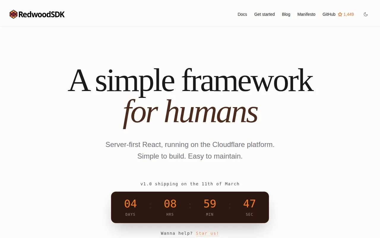 RedwoodSDK (v1.0 in a Few Days)
