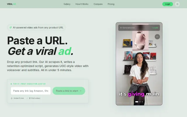 Viral.ad – Turn any product URL into a UGC video ad in minutes